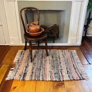 Vintage Handwoven Rag Rug | Farmhouse Cottagecore Charm 46” x  28”